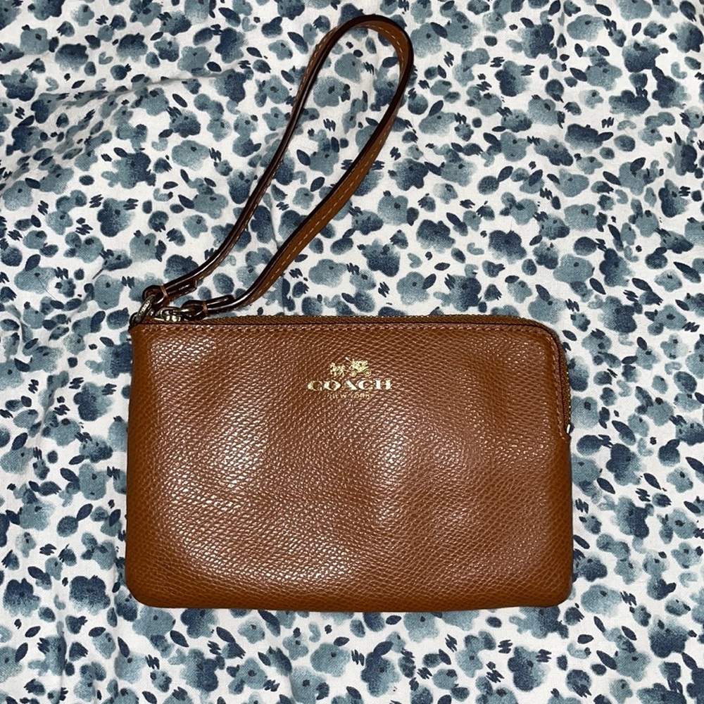 Brown coach wristlet wallet